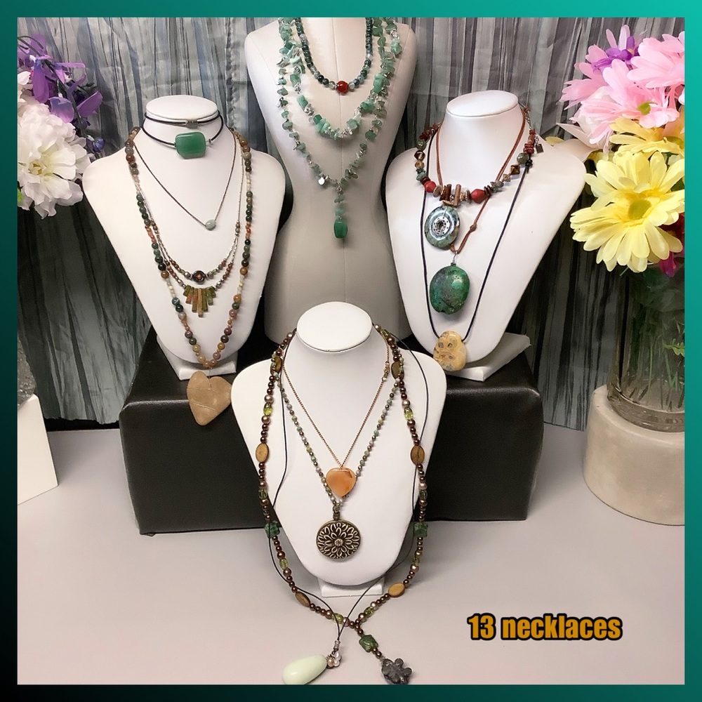 Natural semi precious stone necklace lot